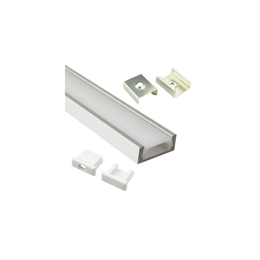 Profilé ruban LED Felita aluminium extra plat 1m avec couvercle transparent