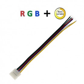 Connecteur ruban nu RGB+blanc variable vers 6 fils