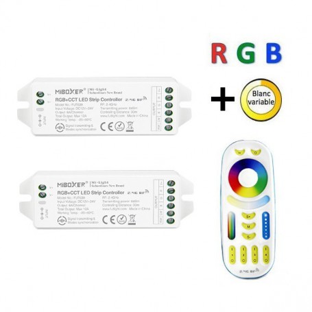 Pack télécommande multizones RGB + blanc variable RF 12/24V