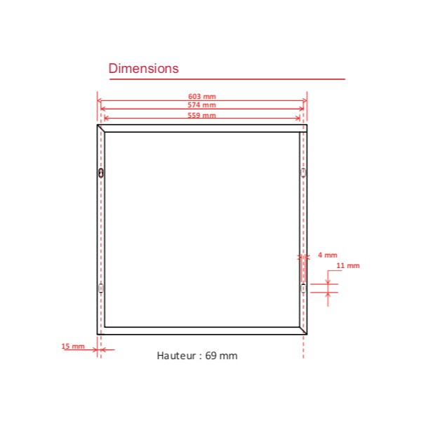 Kit saillie pour panneau LED 600x600