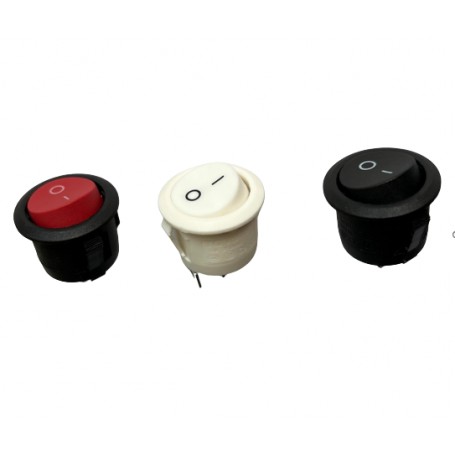 Interrupteur à bascule rond à encastrer, rouge, blanc ou noir