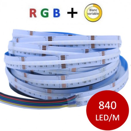 Ruban LED 12V 5050 RGB + blanc variable